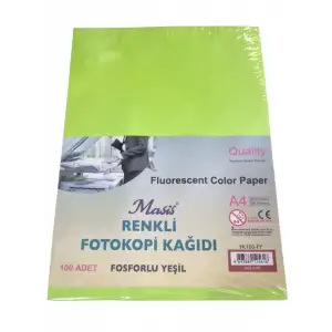 MASİS FOSFORLU YEŞİL A4 KAĞIT 100 LÜ FK100-FY