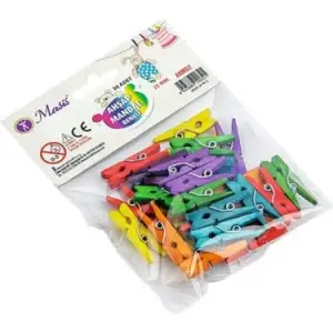 MASİS RENKLİ MİNİ AHŞAP MANDAL 25 MM (PKT-12 Lİ )