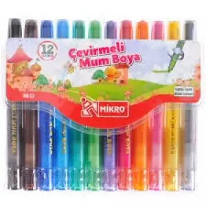 MİKRO ÇEVİRMELİ MUM BOYA 12 Lİ MB-13