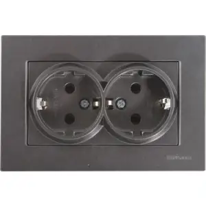 MUTLUSAN RİTA İKİLİ TOPRAKLI PRİZ FÜME BLİSTERLİ