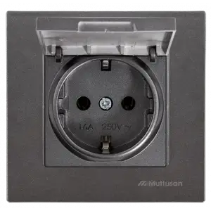 MUTLUSAN RİTA KAPAKLI TOPRAKLI PRİZ ANTRASİT BLİS.