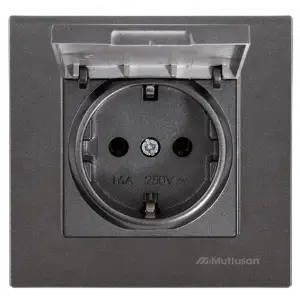 MUTLUSAN RİTA KAPAKLI TOPRAKLI PRİZ FÜME BLİSTER