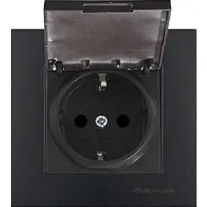 MUTLUSAN RİTA KAPAKLI TOPRAKLI PRİZ SİYAH BLİSTER