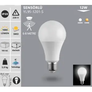 NOAS LED AMPUL 12 W BEYAZ SENSÖRLÜ YL95-1201-S