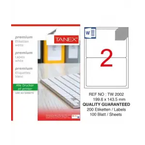 TANEX LASER ETİKET 199,6X143,5 MM TW-2002 100 LÜ