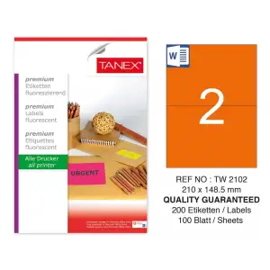 TANEX LASER ETİKET 210X148,5 MM TW-2102 100 LÜ