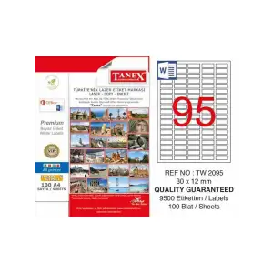 TANEX LASER ETİKET 30X12 MM TW-2095 100 LÜ