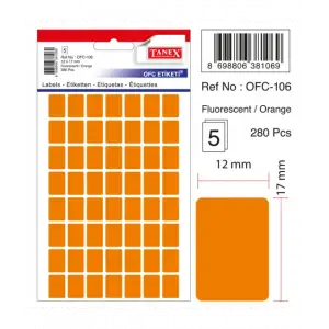 TANEX OFİS ETİ.16X22 MM TURUNCU 106(PK-10-KT-40LI)