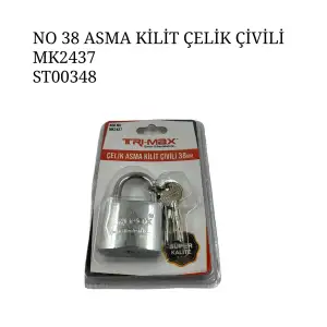 TRI-MAX ÇELİK ASMA KİLİT ÇİVİLİ 38 MM MK-2437