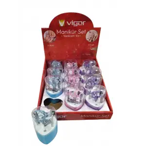 VİGOR MANİKÜR SETİ KALPLİ K-8436 (PKT-12 Lİ)