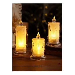 YAKUT ÇİZGİLİ KRİS.LED MUM BÜYÜK BOY 13631 (PK-24)
