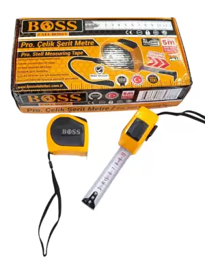BOSS PRO ÇELİK ŞERİT METRE 5X25 MM 84378(PK-12 Lİ)