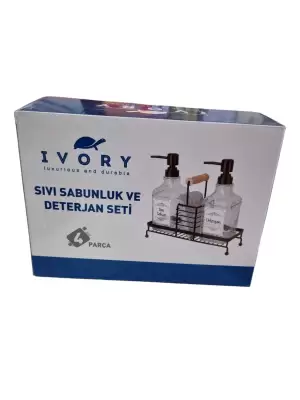 IVORY METAL STANDLI İKİLİ CAM SIVI SABUNLUK SB-102
