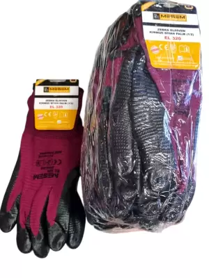 MEŞEM ZEBRA ELDİVEN 1/2 KIRMIZI-SİYAH 320(PK-12Lİ)