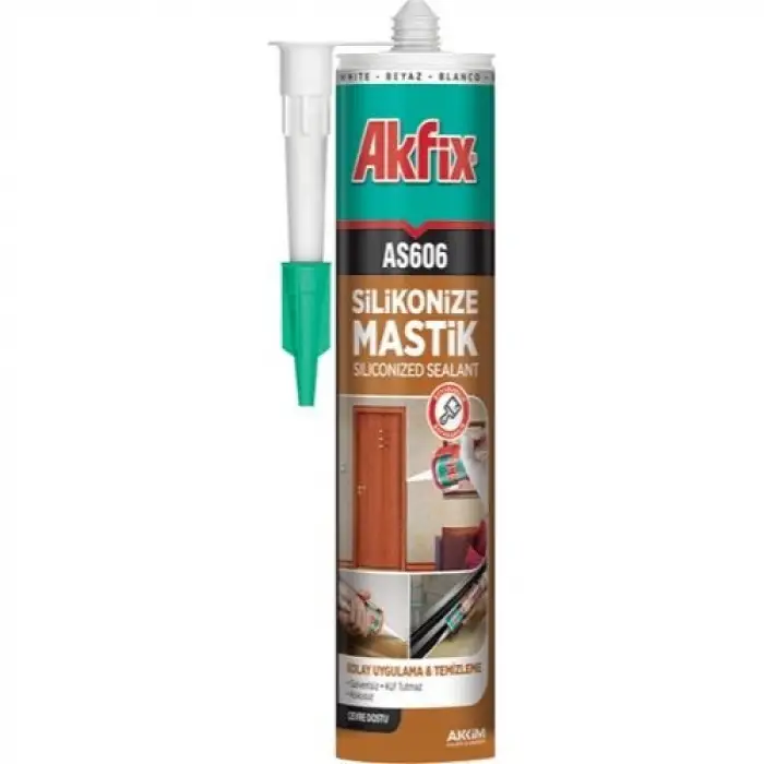 AKFİX AS-606 SİLİKONİZE MASTİK 500 GR (KOLİ-24 LÜ) BEYAZ