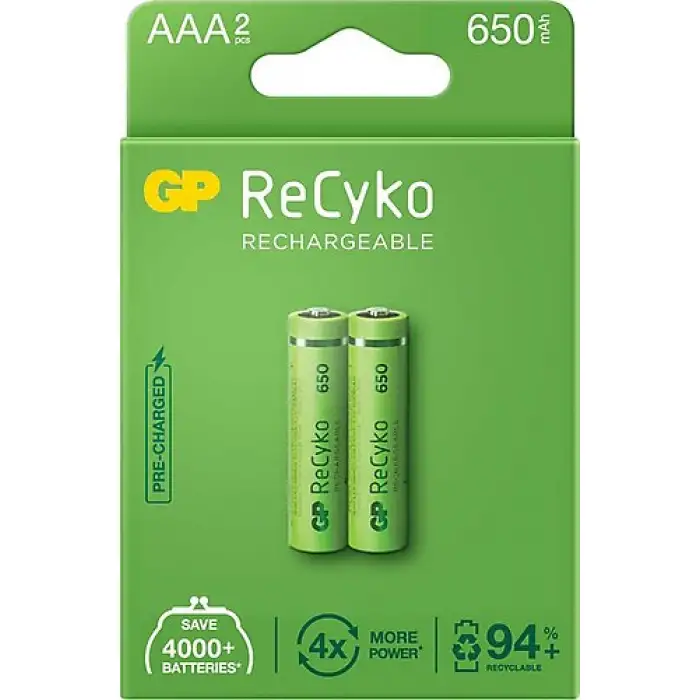 GP ŞARJLI İNCE PİL AAA 650 MAH 2 Lİ