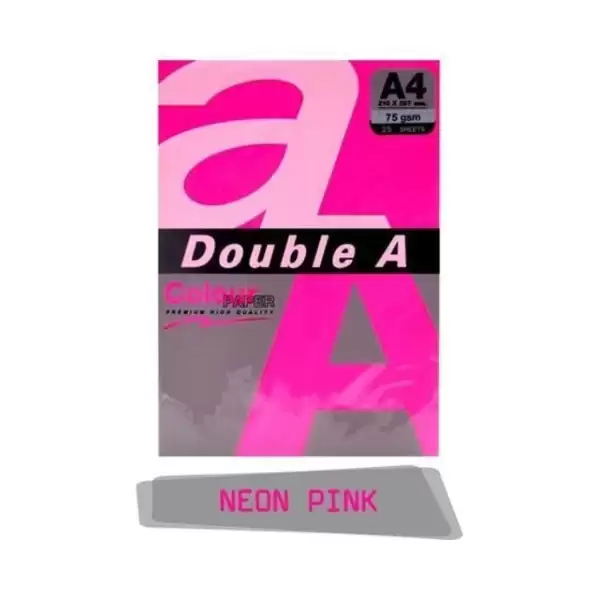 DOUBLE A4 RENKLİ KAĞIT 75 GR FOSFORLU PEMBE 25 Lİ