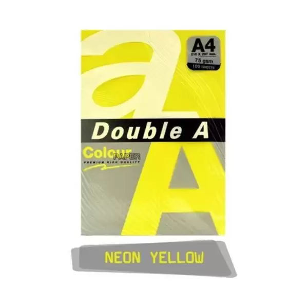 DOUBLE A4 RENKLİ KAĞIT 75 GR FOSFORLU SARI 100 LÜ