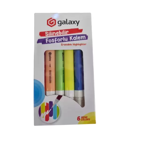 GALAXY SİL.FOSFORLU KALEM 6 RENK P-2077(PKT-24 LÜ)