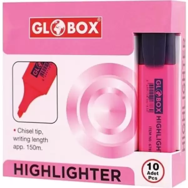 GLOBOX FOSFORLU KALEM 10 LU PEMBE