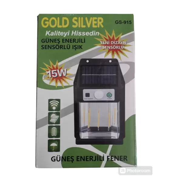 GOLD SILVER GÜNEŞ ENERJİLİ SENSÖR.IŞIK 15 W GS-915