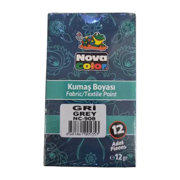 NOVA COLOR KUMAŞ BOYASI GRİ 12 GR NC-908