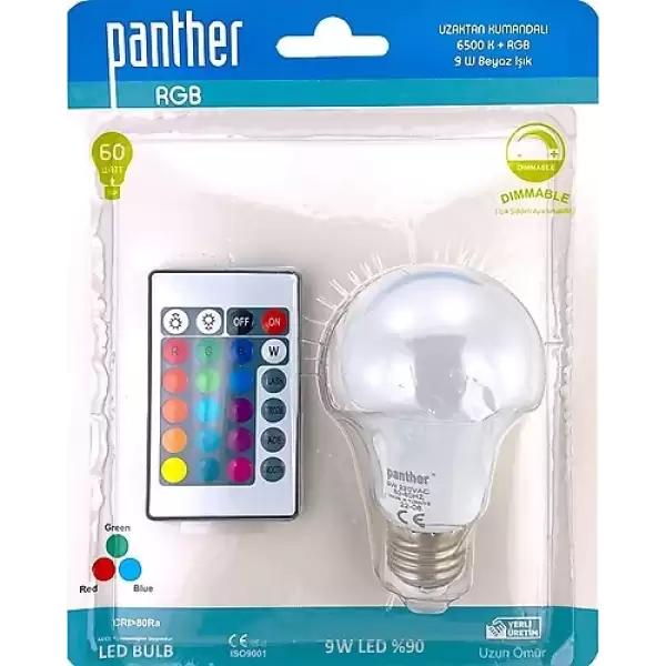 PANTHER LED AMPUL KUMANDALI 9 W RGB