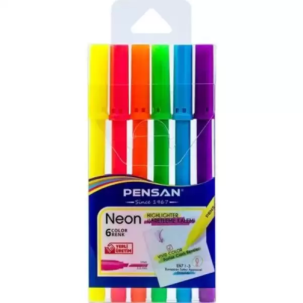 PENSAN KEÇELİ KALEM KESİK UÇ NEON 6 RENK 99095