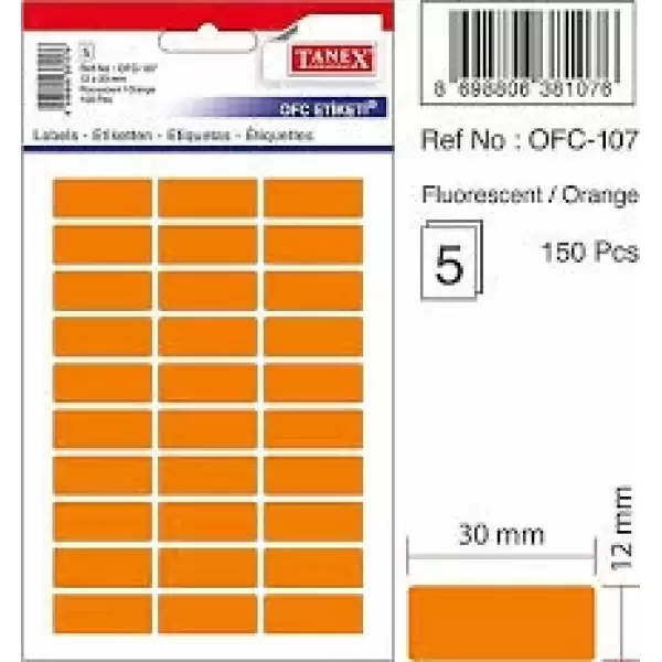 TANEX OFİS ETİ.2X30 MM TURUNCU 107(PK-10-KT-40 LI)