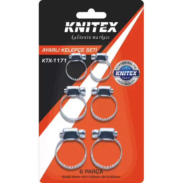 KNITEX METAL KELEPÇE SETİ AYARLI 6 PARÇA KTX-1171