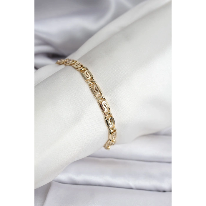 14K Gold Renk Kaplama Zincir Model CM Kadın Bileklik TJ-BB8129