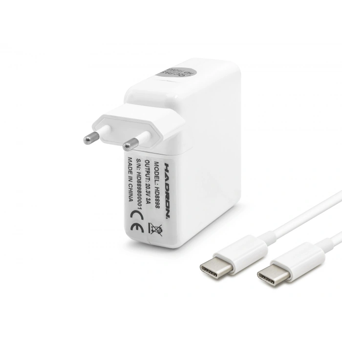 20.3V 3A 61W Laptop Adaptörü - Type-C - Asus Dell Uyumlu - Beyaz HD8898