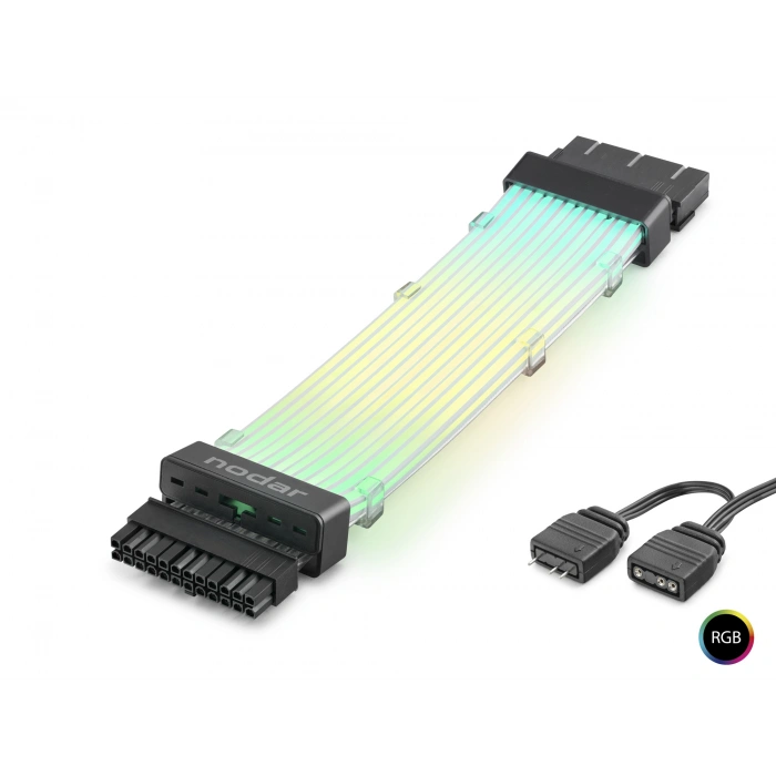 24 Pin Argb Power Supply Uzatma Kablosu Gümüş Kaplamalı Bükülebilir 2 Mm 108 Led Siyah ND2814B