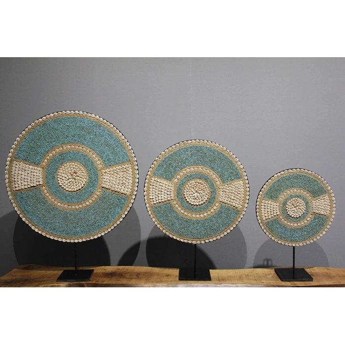 3Lü Deniz Kabuğu İşlemeli Dekoratif Obje 3Natural-16