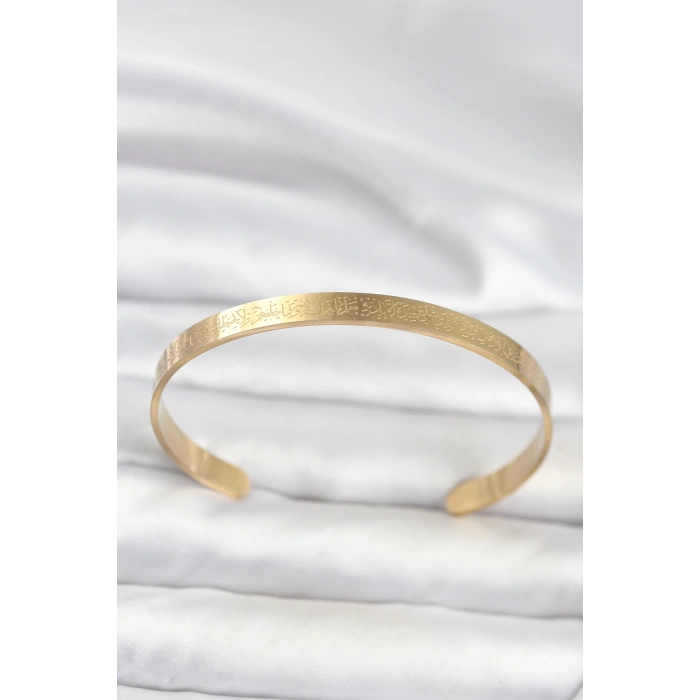 316L Çelik Gold Renk Ayetel Kürsi Yazılı Bileklik TJ-BB8370