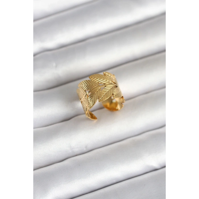 316L Çelik Gold Renk Başak Modeli Kadın Yüzük TJ-BYK4162