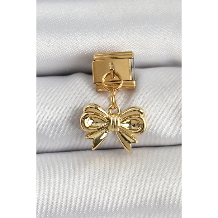 316L Çelik Sallantılı Fiyonk Model Gold Renk Nomination Charm TJ-BC1412