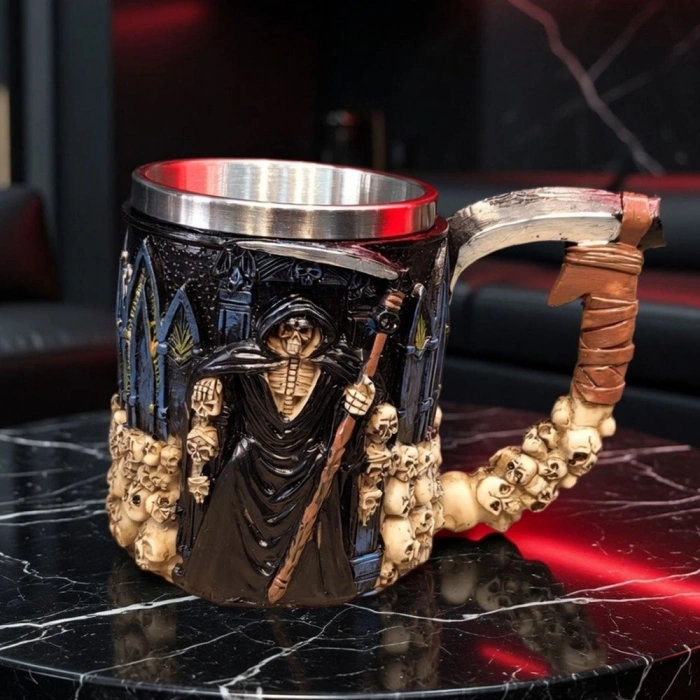 3D İskelet Tasarımlı - Paslanmaz Çelik İçli - Gotik Kupa Bardak