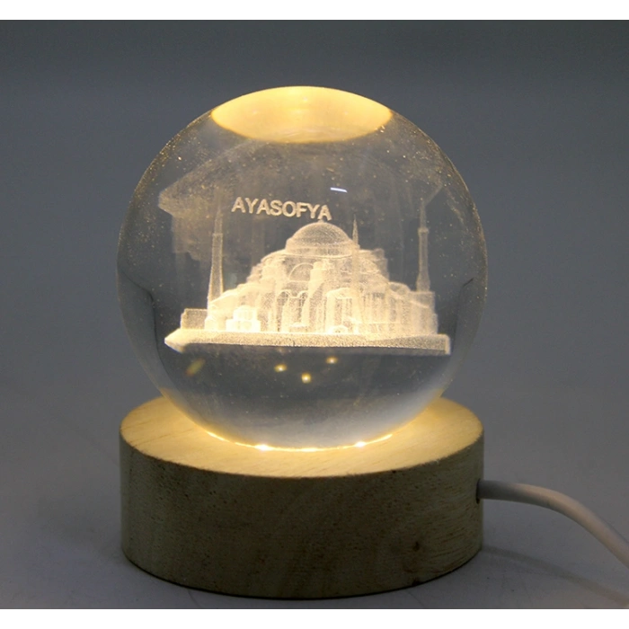 3D İstanbul Temalı Kristal Cam Küre Led Lamba Model 2