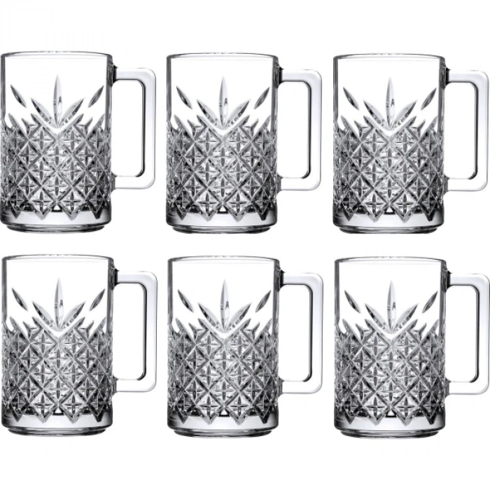 6lı Kulplu Kristal Meşrubat Bardağı