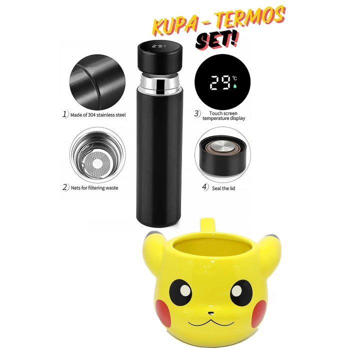 500ml Paslanmaz Çelik Termos Dijital Termos Figür Anime Kupa Bardak