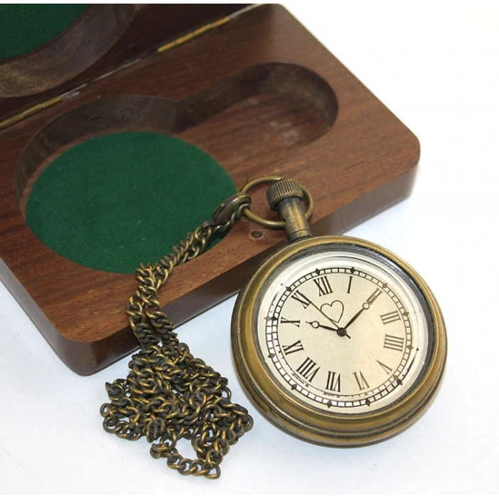 Ahşap Kutulu Pirinç Köstekli Saat Ksk2054