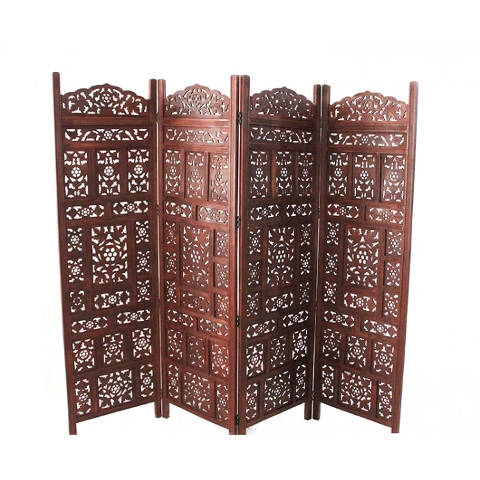 Ahşap Maun Rengi El Oyması Paravan NO:A