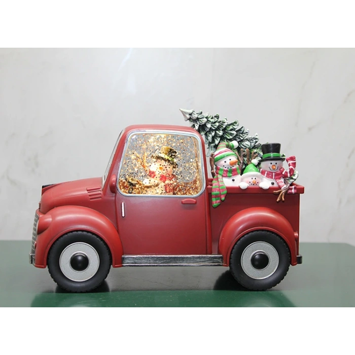 Araba Tasarımlı Işıklı Müzikli Kardan Adamlı Kar Küresi Alk3198