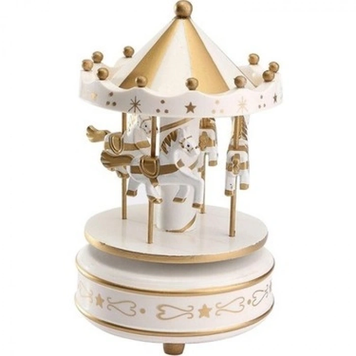 Atlı Karınca Müzik Kutusu Gold-Beyaz Renk