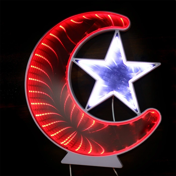Ay Yıldız Işık Pano Türk Bayrağı LED Dekoratif Aydınlatma Duvar Süs WT-BM079