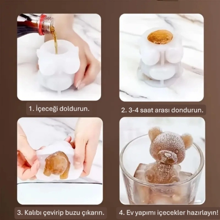 Ayı Şekilli Silikon Buz Kalıbı