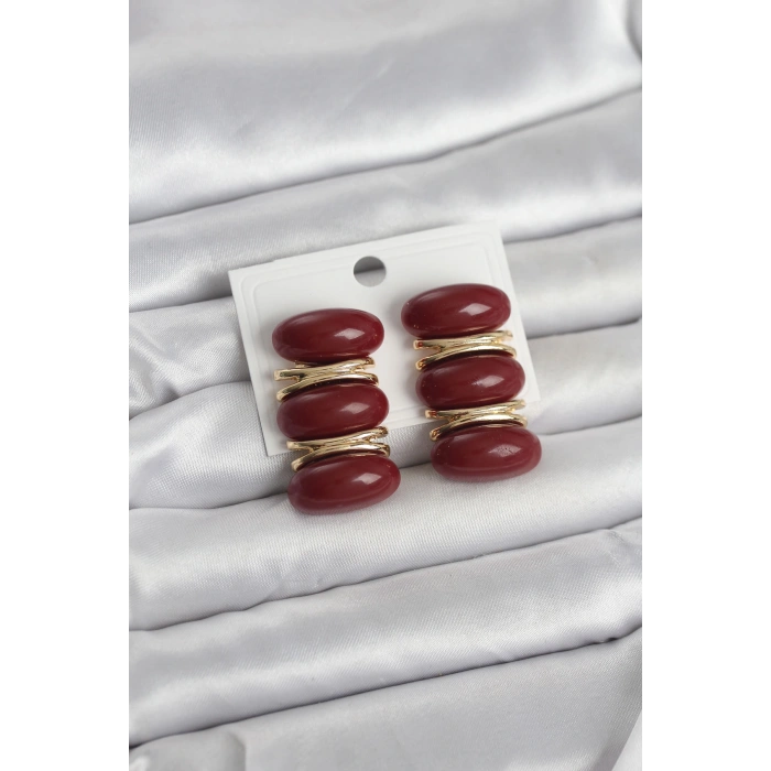 Bordo Vintage Model Gold Renk Kadın Küpe TJ-BKP11676