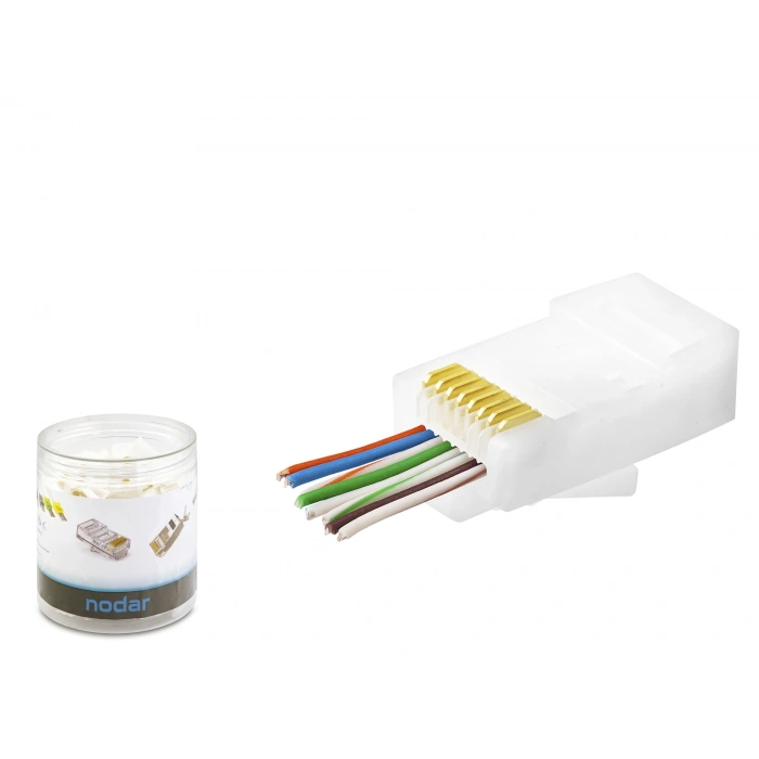 Cat6 Ez Rj45 Konnektör - 100 Adet Beyaz / Özel Plastik Kutulu ND2406