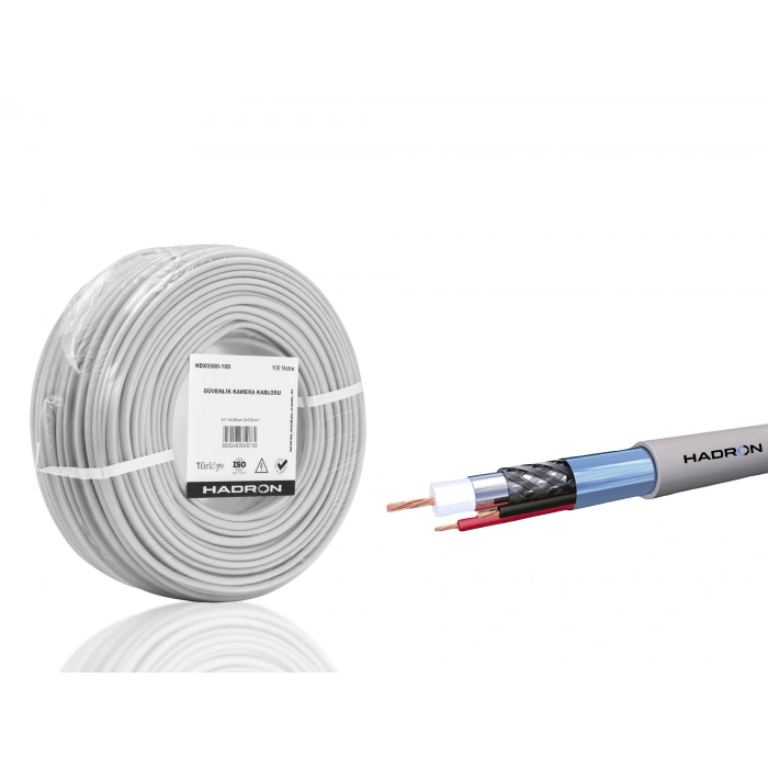 Cctv Kablo Mini Coax Eco Cca 2X0.50 Mm 100 M - Gri HDX5580-100